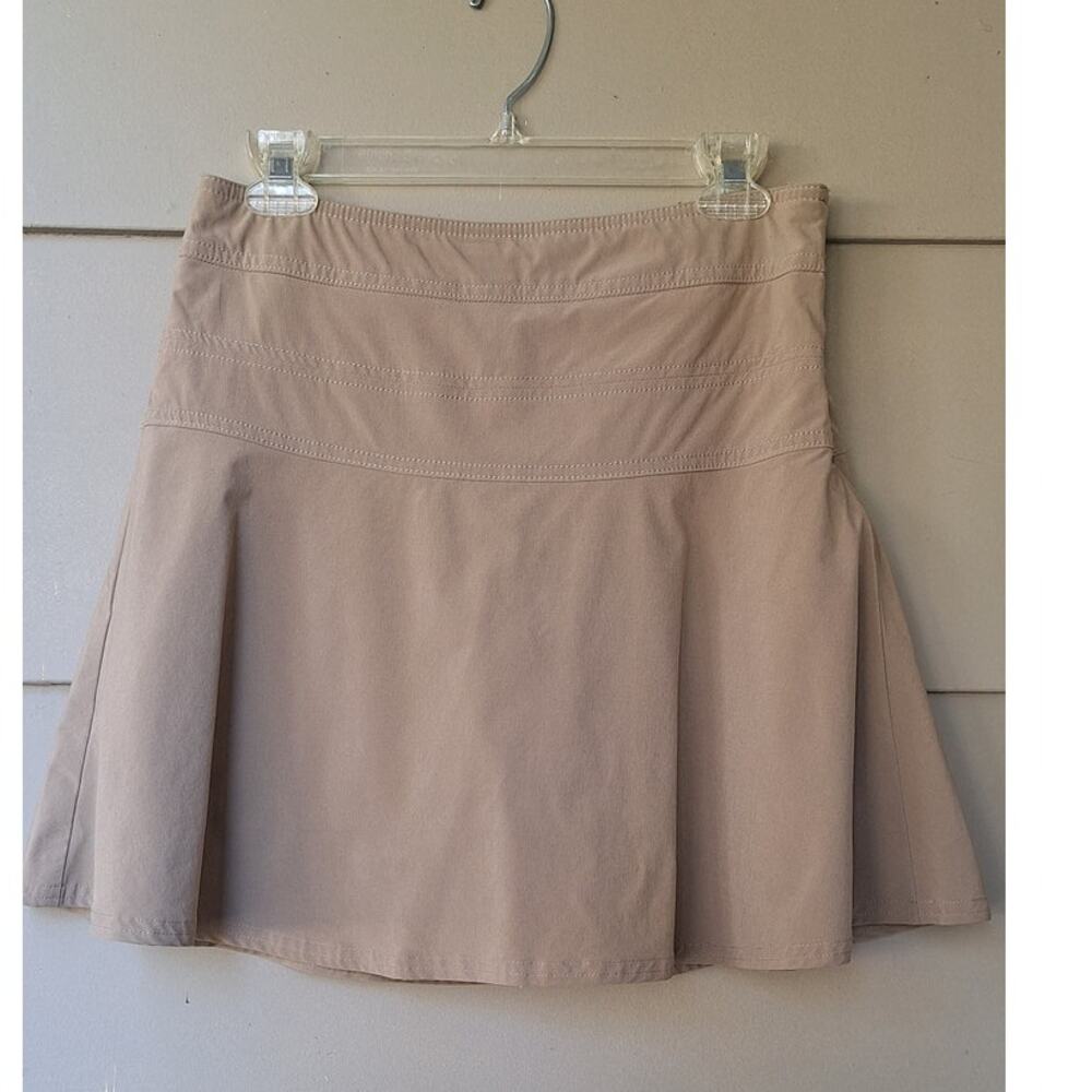 ATHLETA Tan Skort Tennis Mini Skirt Pickle Ball Pocket Athleisure Stretch Sz 6